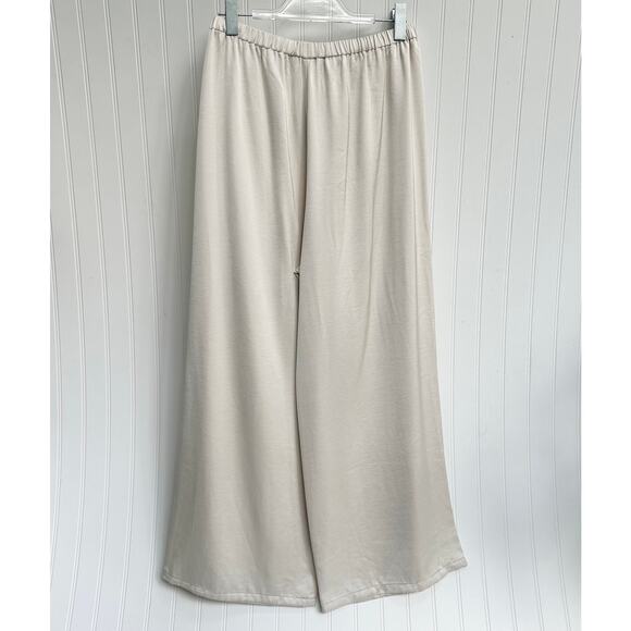 Jenni Kayne Ivory Demi Wide Leg Pants Relaxed Fit Silky Rayon Trousers Large - Picture 2 of 11